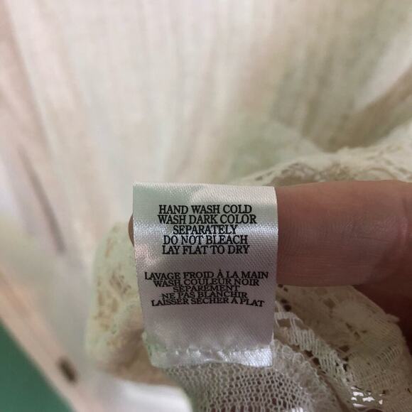 Altar'd State Long Sleeve Cream Gauzy Lace Bell Sleeve Blouse Size Small Boho - Picture 6 of 8